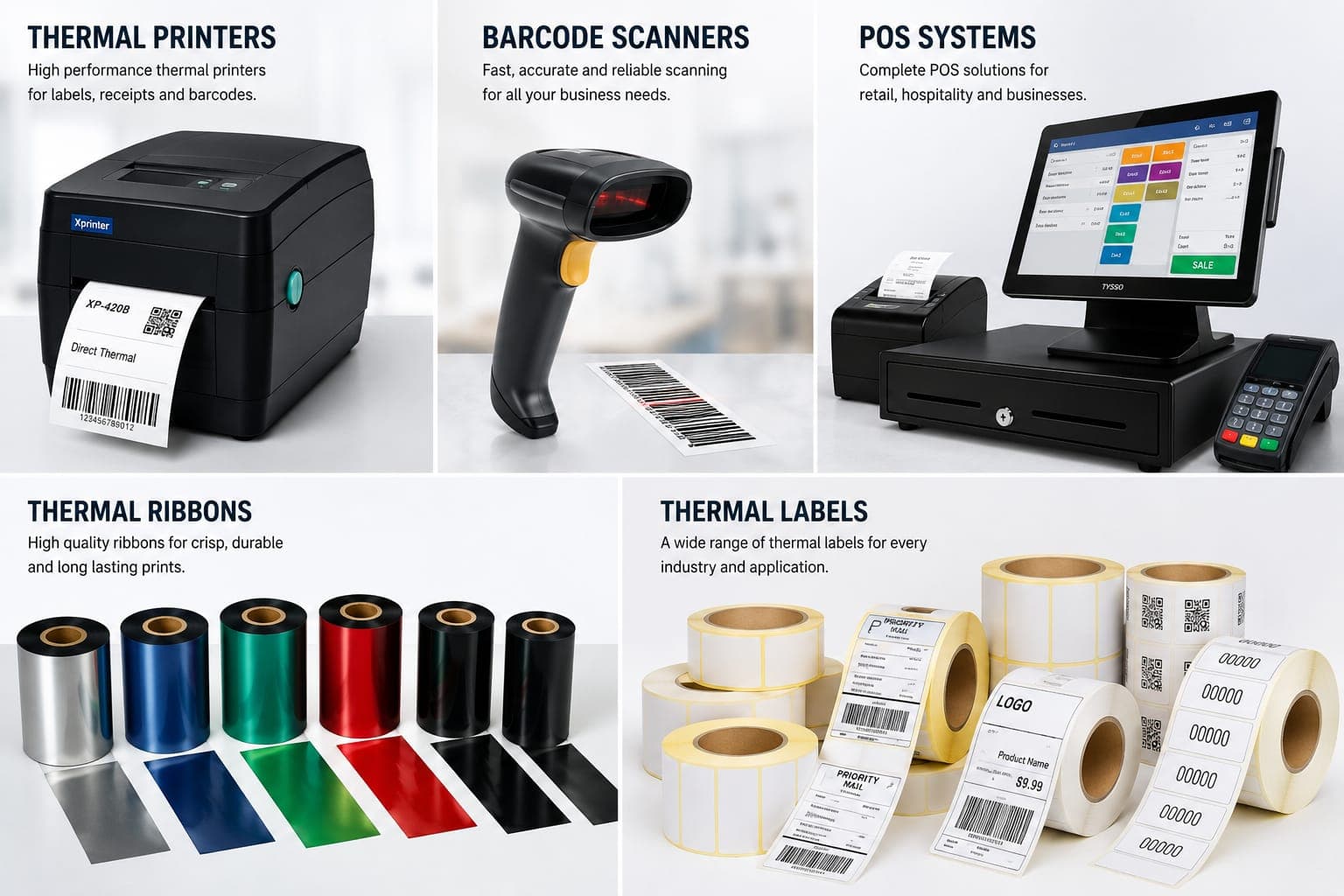 Thermal Printers Barcode Scanners POS Systems Thermal Ribbons and Thermal Labels